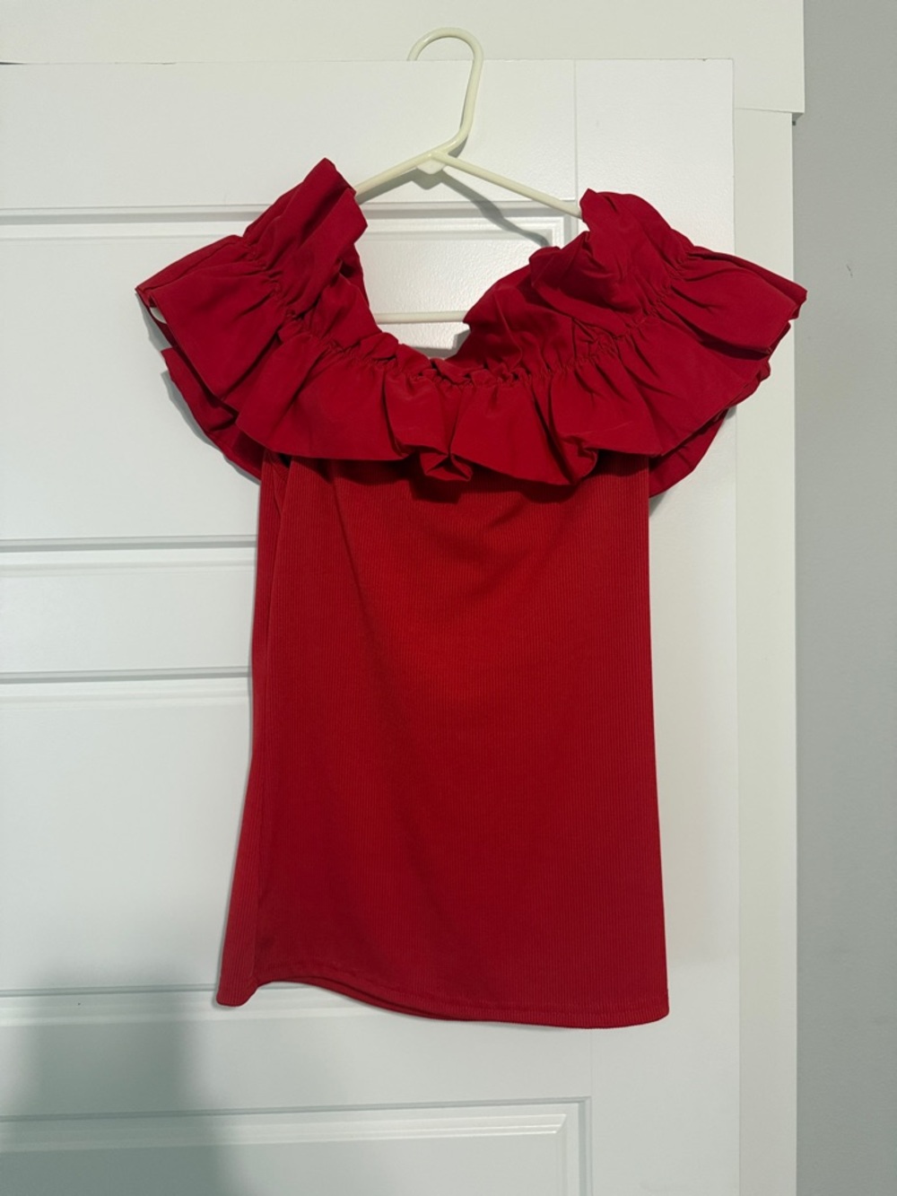 SHEIN Red Off-Shoulder Ruffle Top